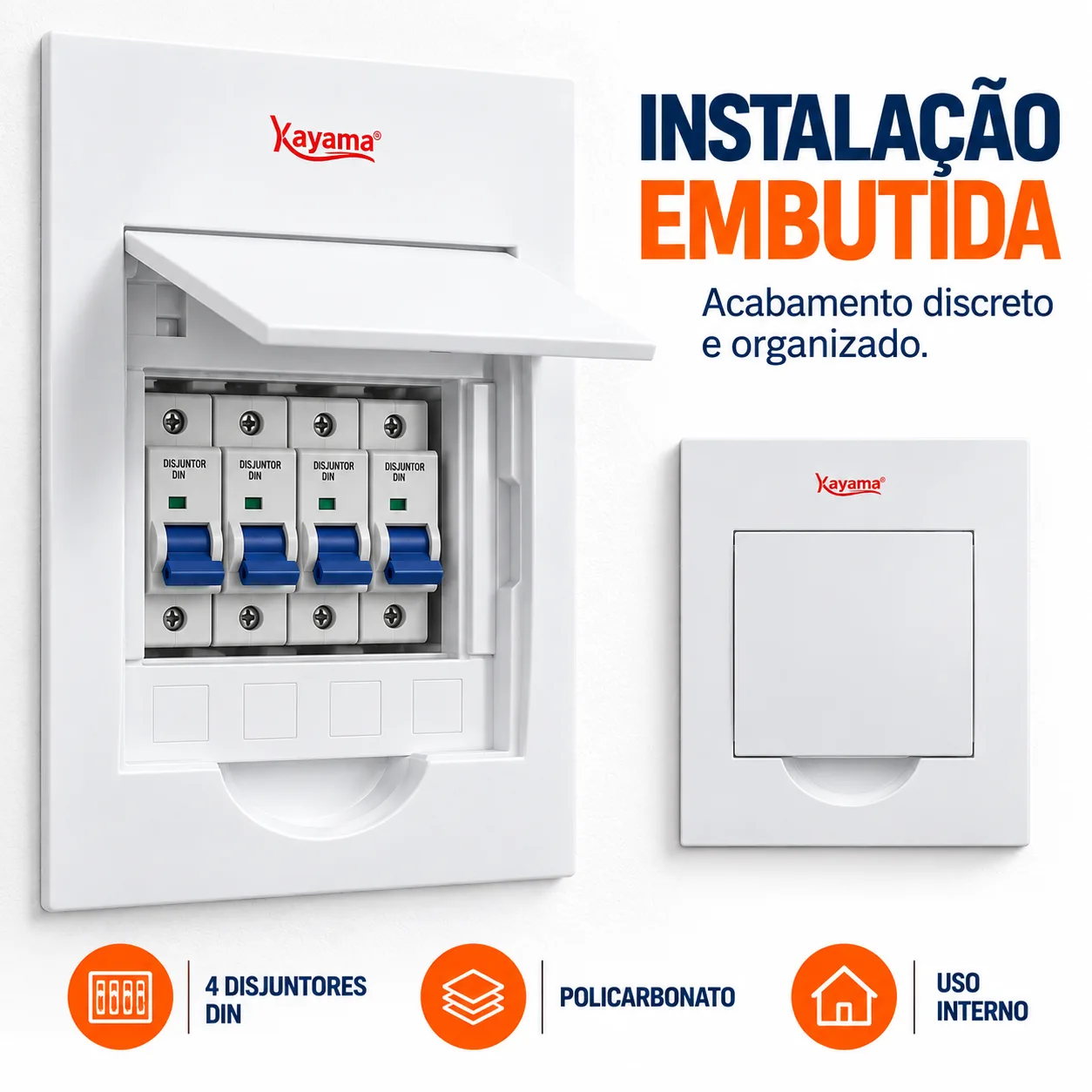 Quadro de Distribuição Embutir para 4 disjuntores QDE4D Kayama — imagem 2