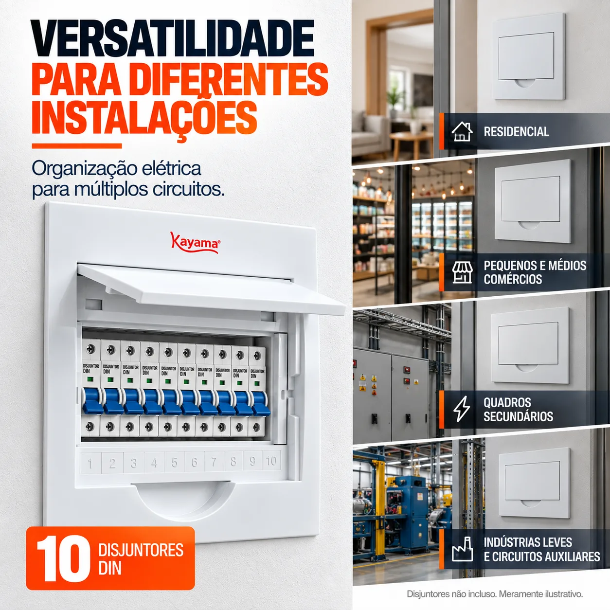 Quadro de Distribuição Embutir para 10 disjuntores QDE10D Kayama — imagem 3