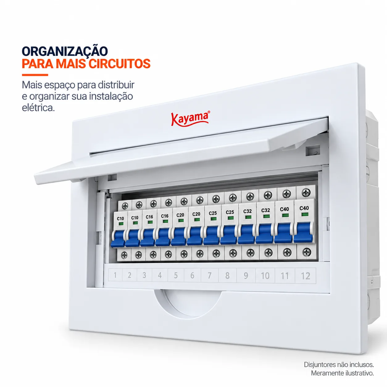 Quadro de Distribuição Embutir para 12 disjuntores QDE12D Kayama — imagem 2