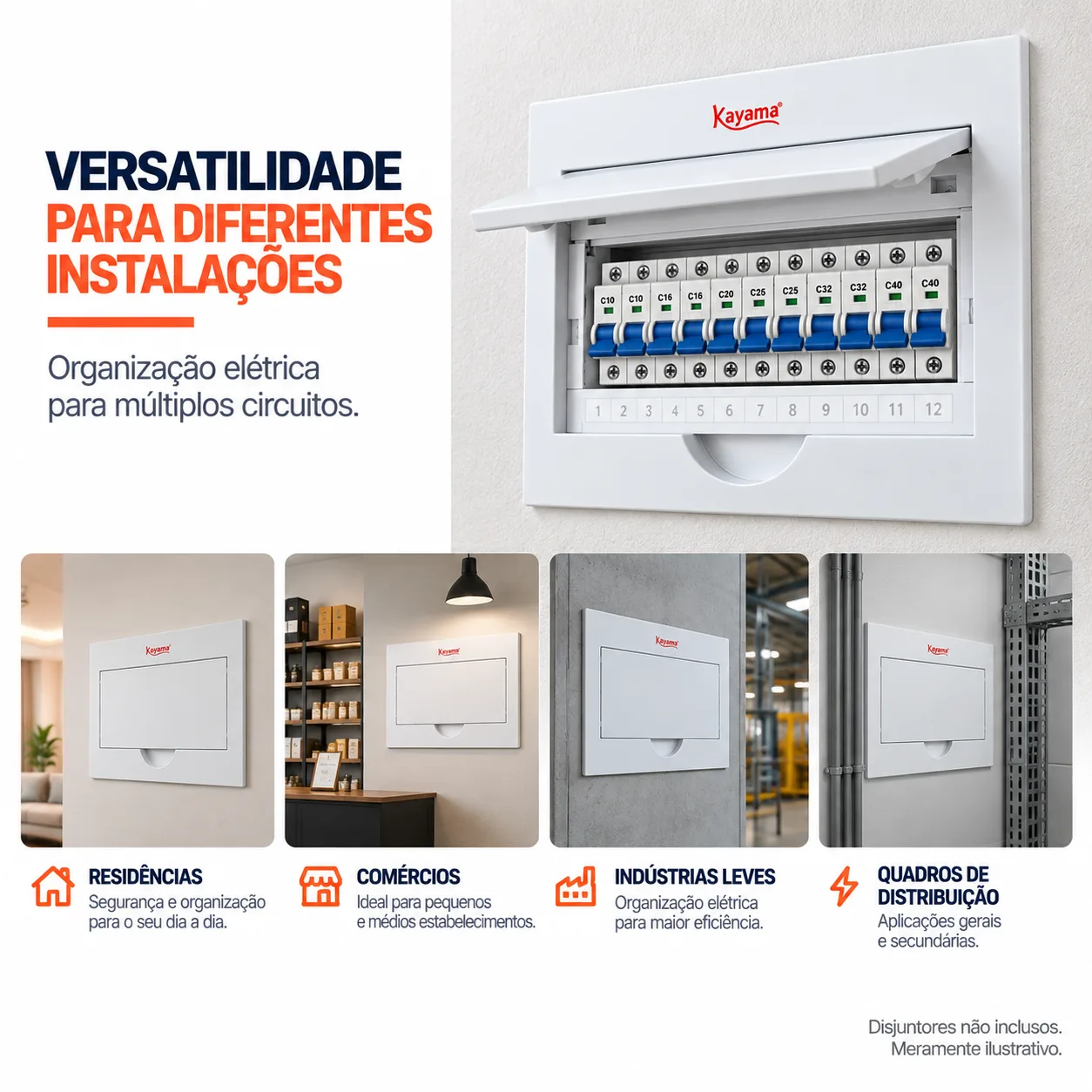 Quadro de Distribuição Embutir para 12 disjuntores QDE12D Kayama — imagem 3