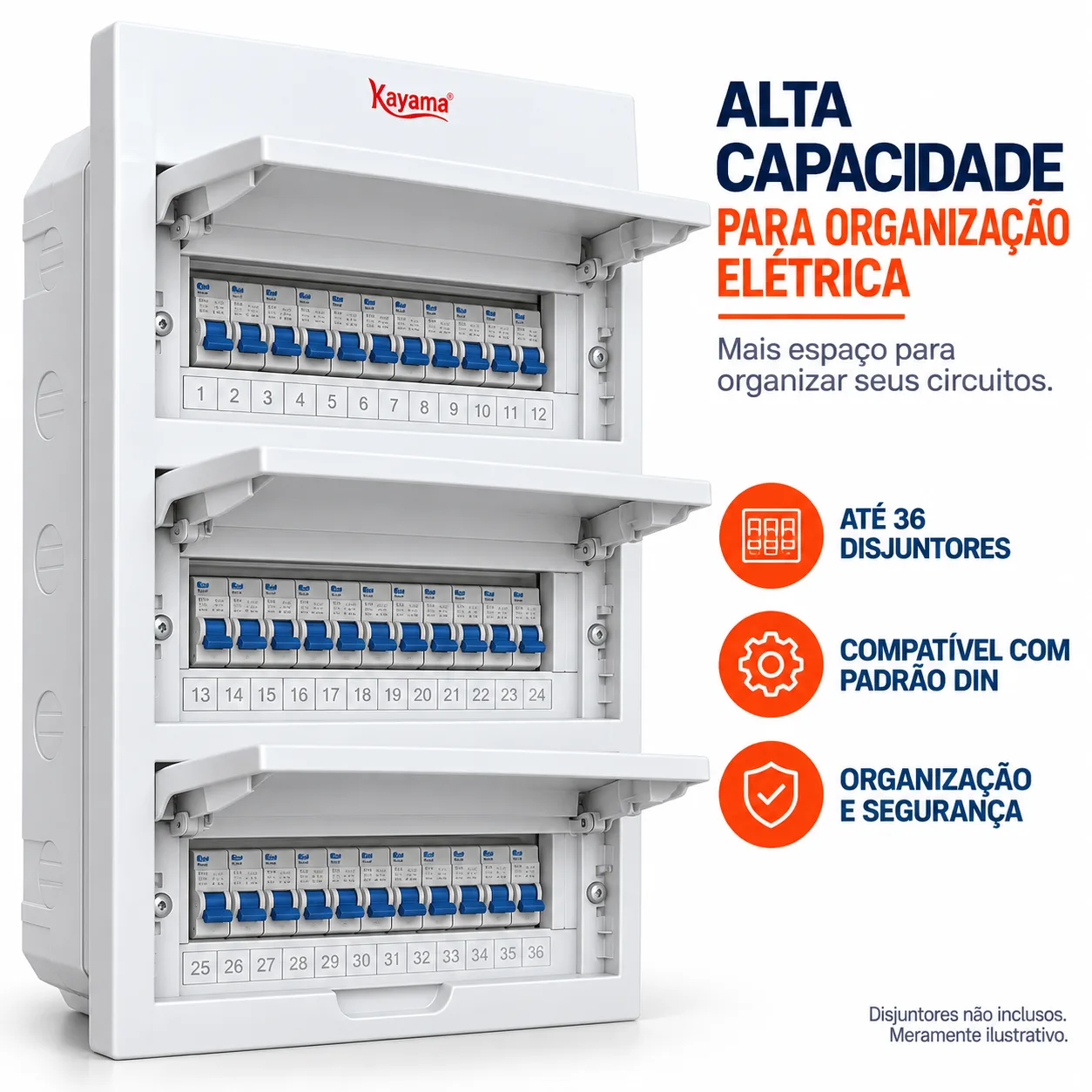 Quadro de Distribuição Embutir para 36 disjuntores QDE36D Kayama — imagem 2