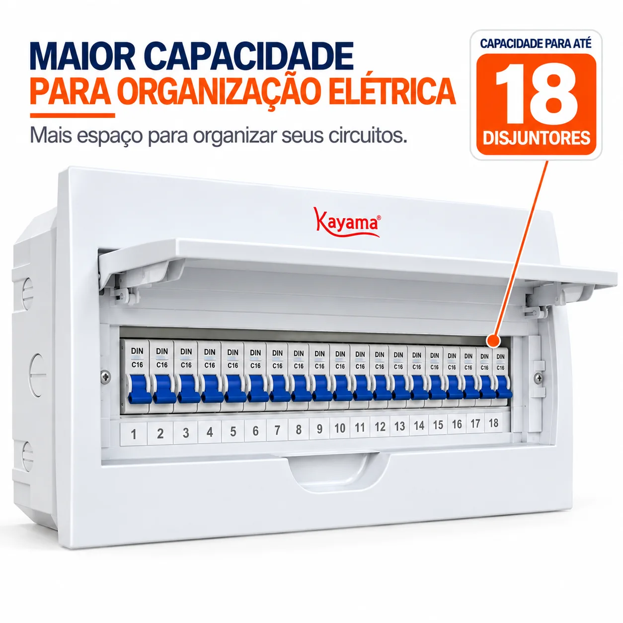 Quadro de Distribuição Embutir para 18 disjuntores QDE18D Kayama — imagem 2