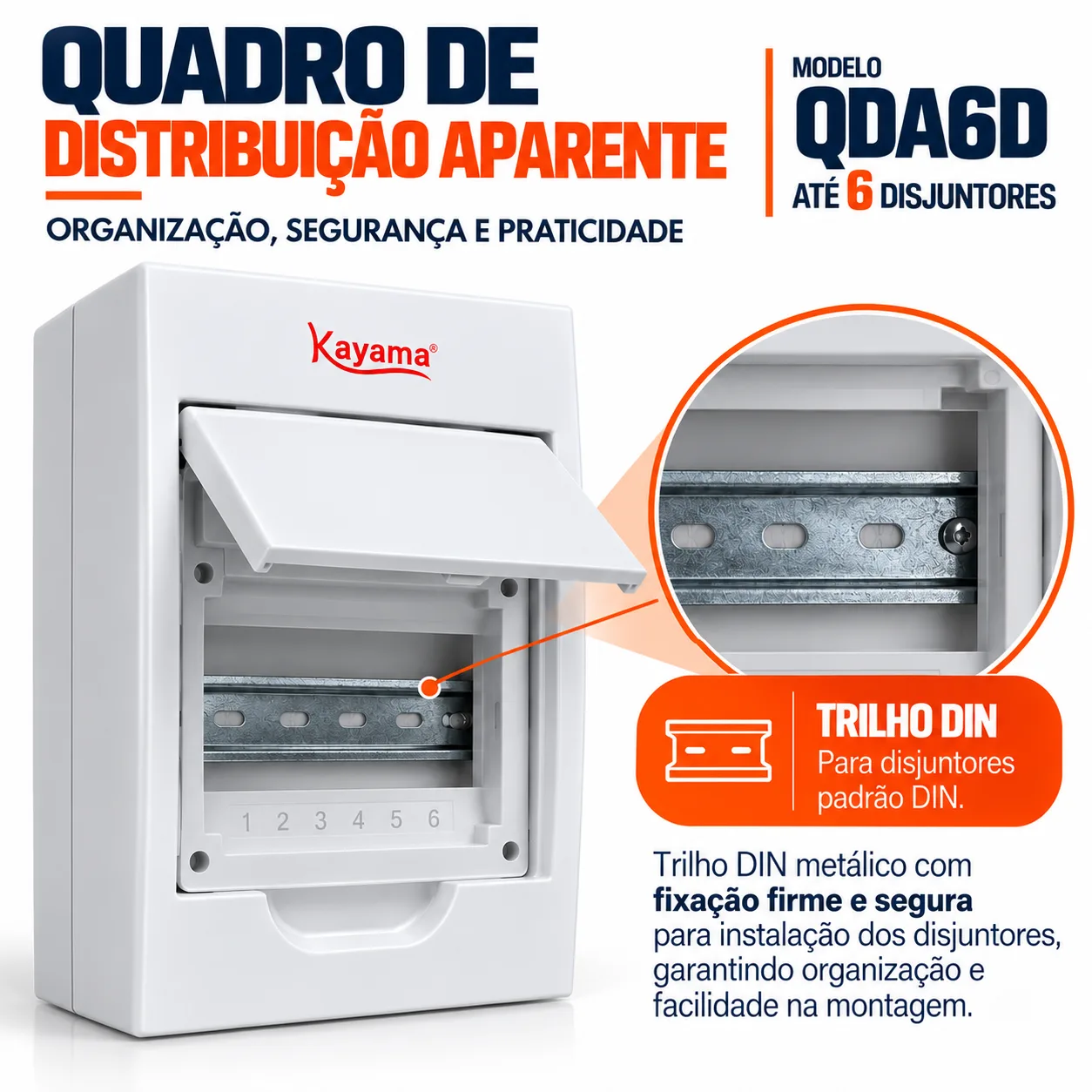 Quadro de Distribuição Aparente para 6 disjuntores QDA6D Kayama — imagem 5