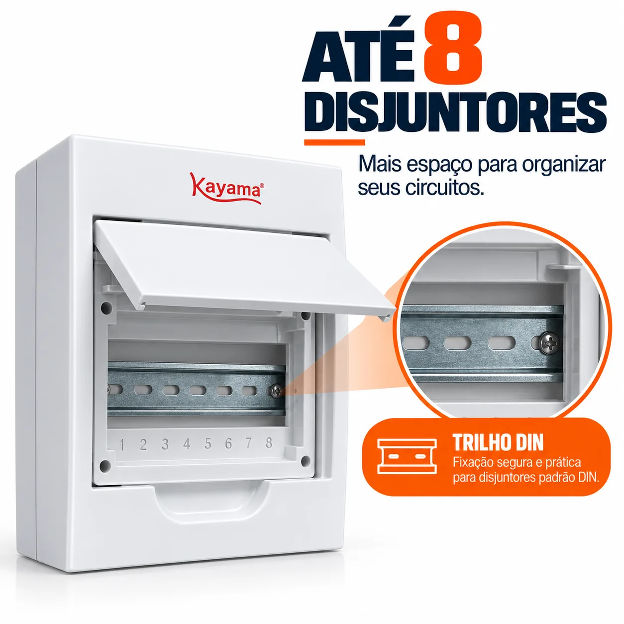 Quadro de Distribuição Aparente para 8 disjuntores QDA8D Kayama — imagem 3