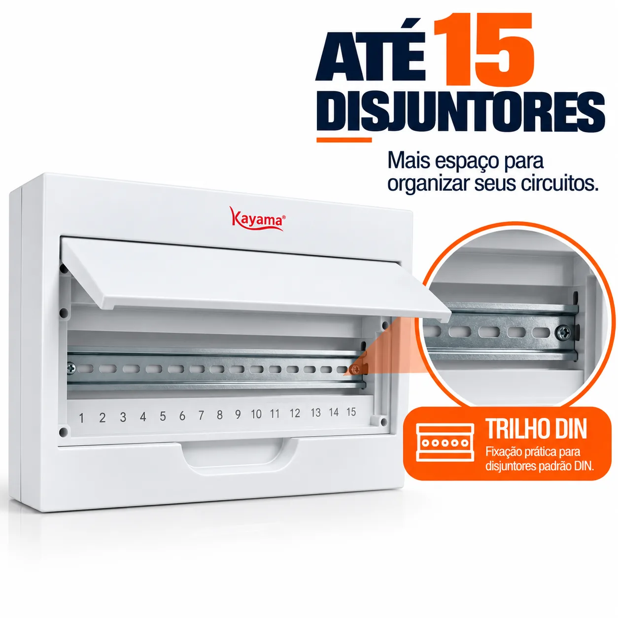 Quadro de Distribuição Aparente para 15 disjuntores QDA15D Kayama — imagem 3