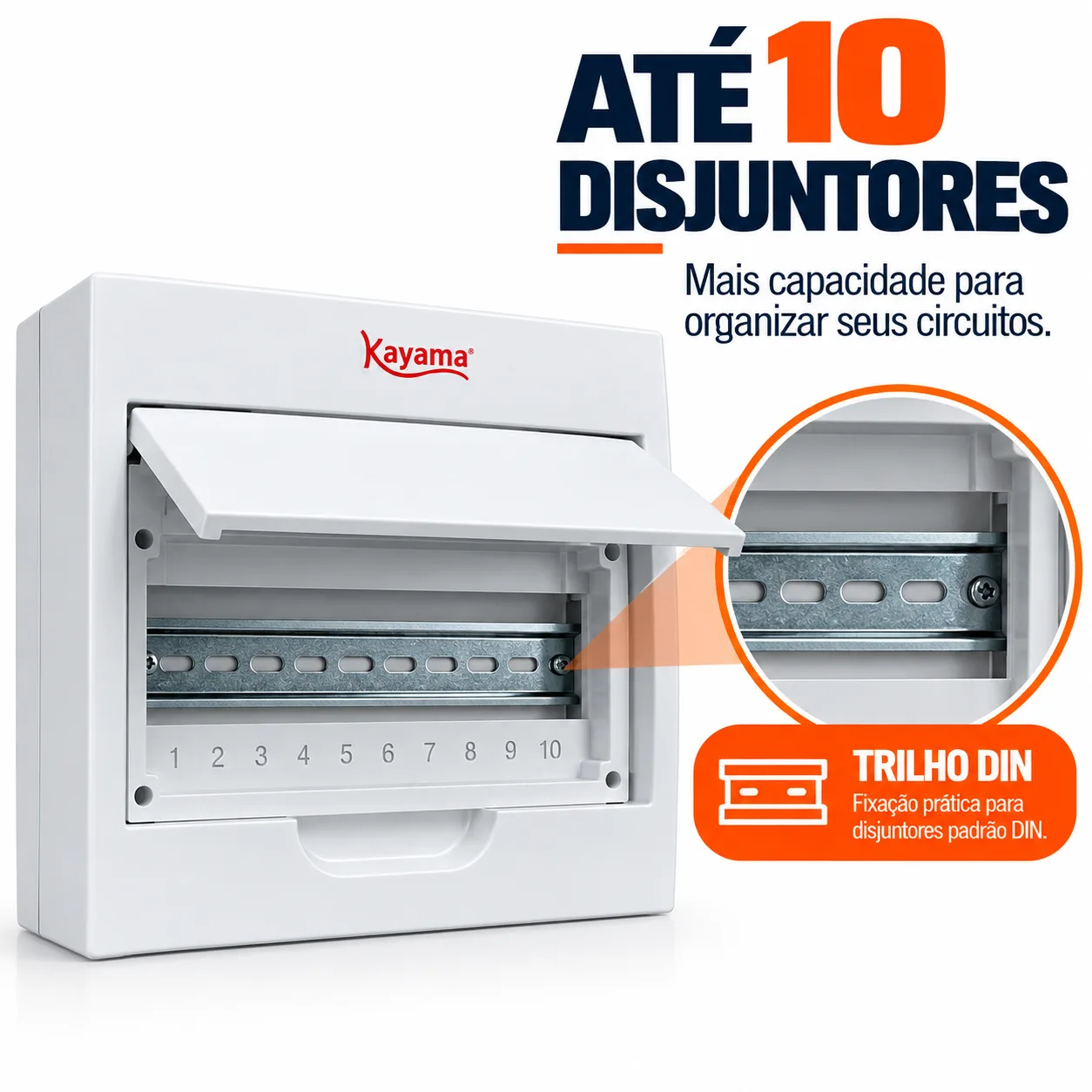 Quadro de Distribuição Aparente para 10 disjuntores QDA10D Kayama — imagem 3