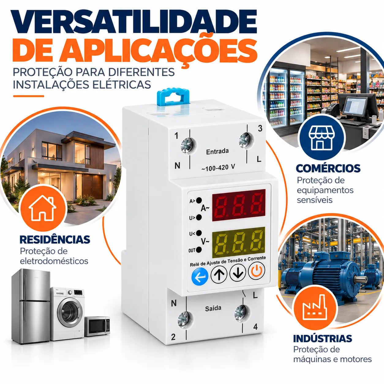 Relé de proteção contra sobretensão e subtensão Digital - KRPSS63 - 220V 50/60HZ - Kayama — imagem 5