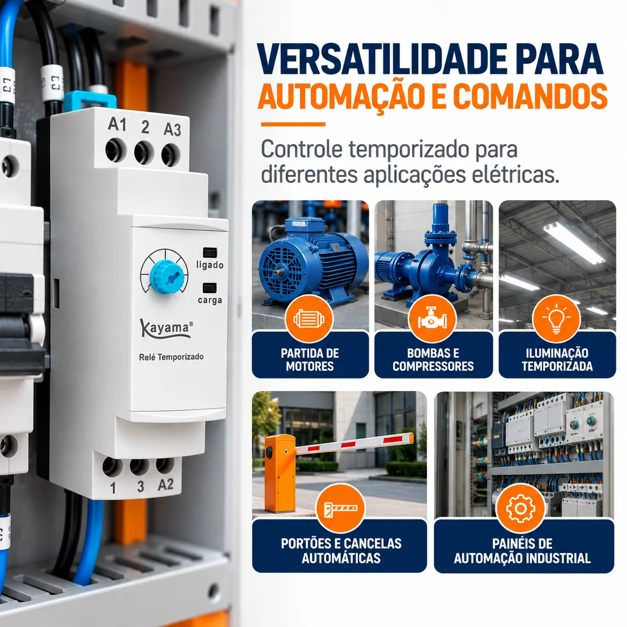 Relé Temporizado Eletrônico 0,1-60 s - KRTE-60S - 220V 50/60HZ - Kayama — imagem 3