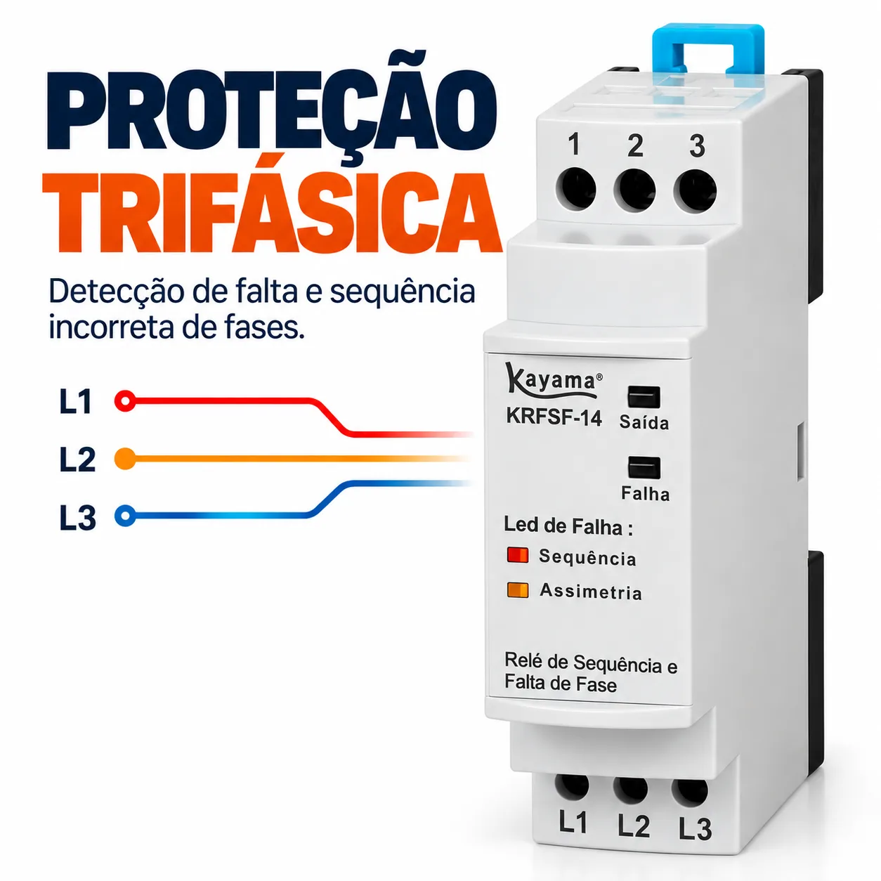 Relé Falta e Sequência de Fase - KRFSF14 - 220-380V 50/60HZ - Kayama — imagem 2