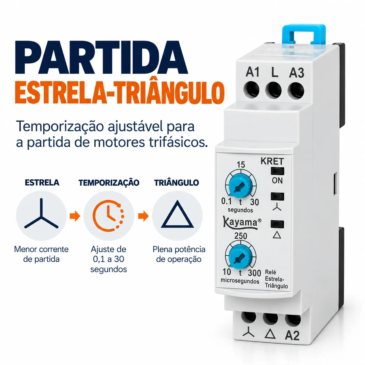 Relé Estrela-Triângulo - KRET - 220V 50/60HZ - Kayama — imagem 2