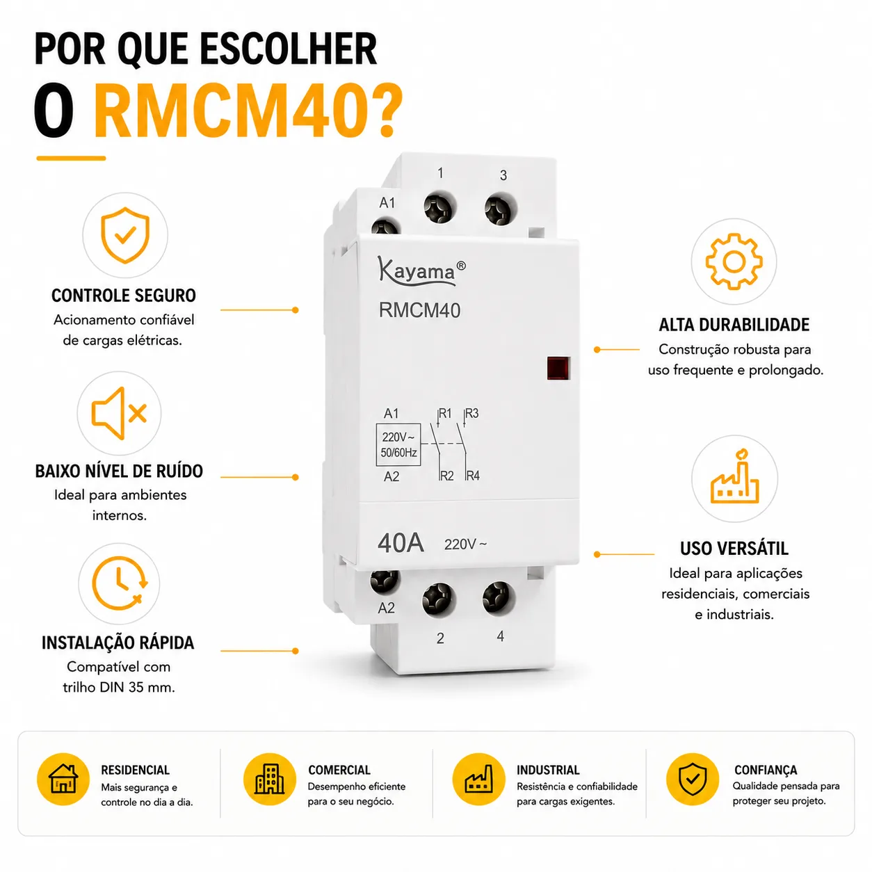 Relé Modular Contator Magnético 2 Pólos RMCM40 - Kayama — imagem 4