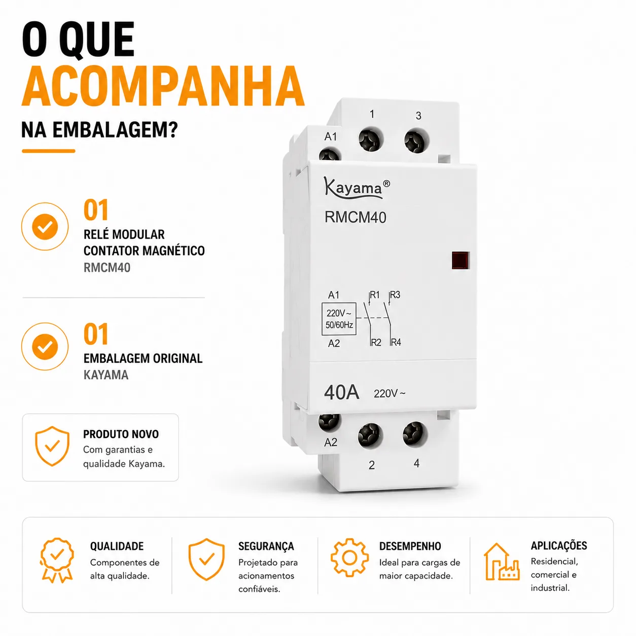 Relé Modular Contator Magnético 2 Pólos RMCM40 - Kayama — imagem 6