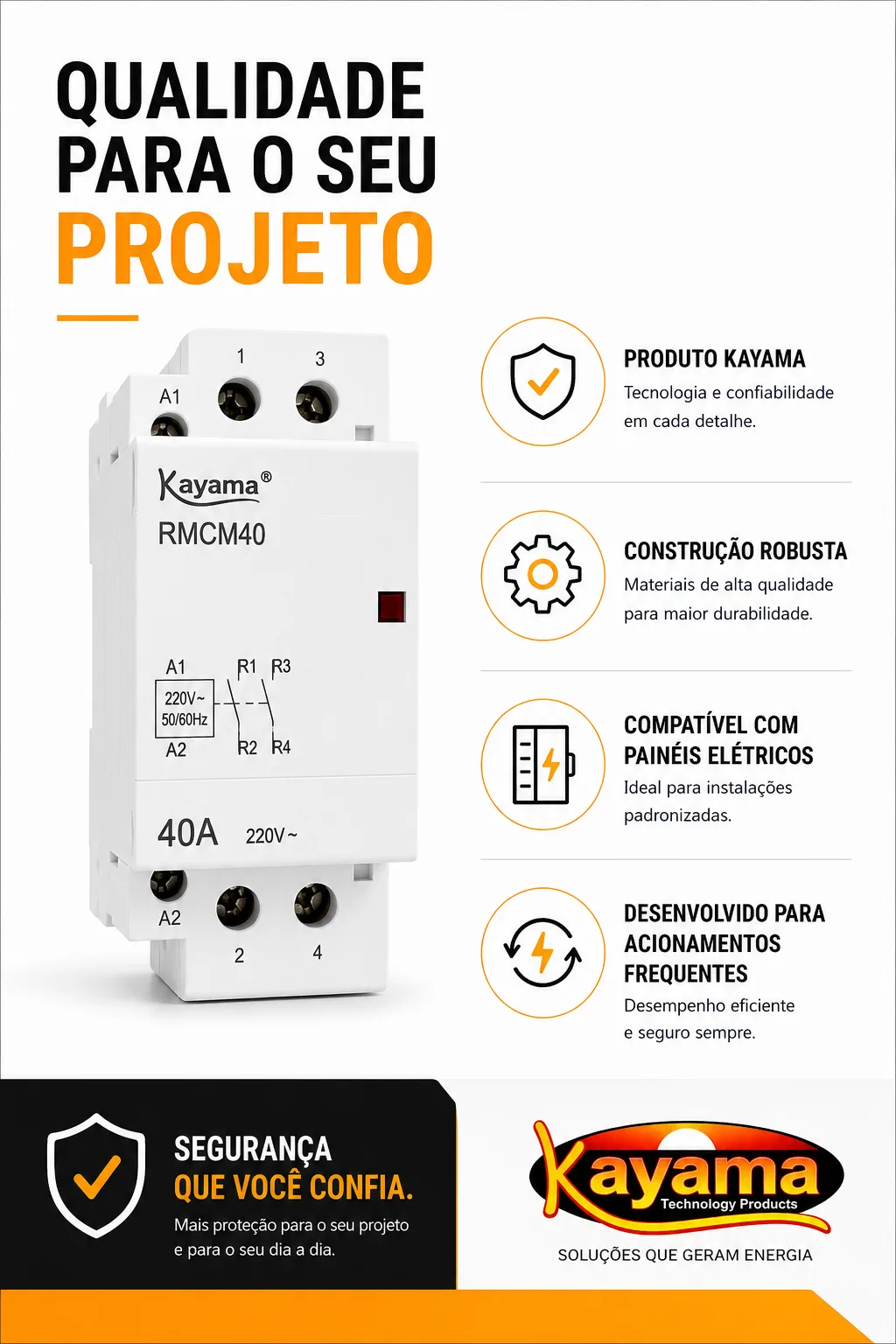 Relé Modular Contator Magnético 2 Pólos RMCM40 - Kayama — imagem 7