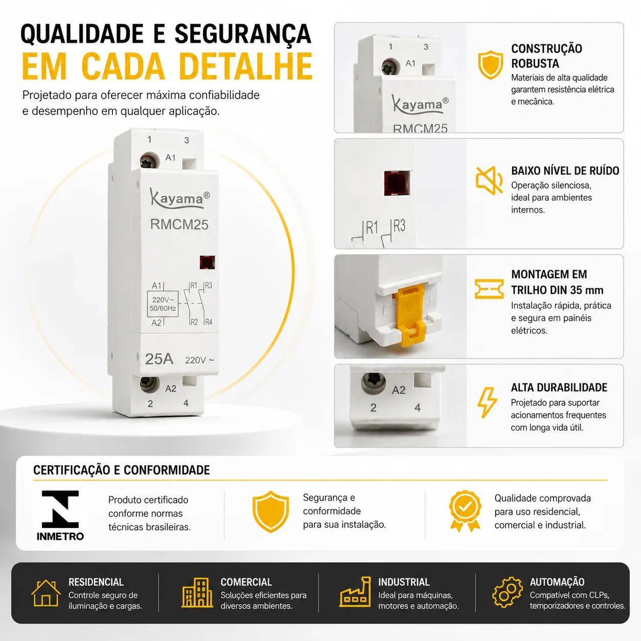 Relé Modular Contator Magnético 2 Pólos RMCM25 - Kayama — imagem 4