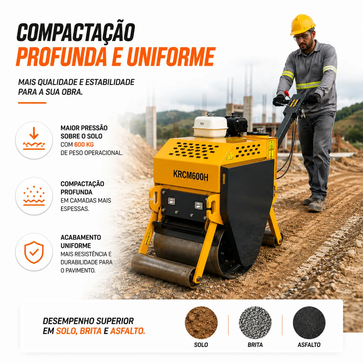 Rolo Compactador Manual Kayama modelo KRCM600H — imagem 4