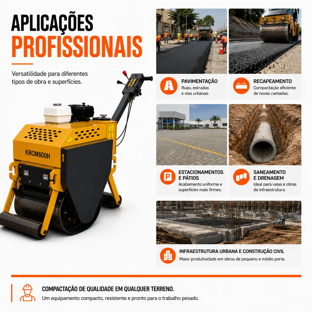 Rolo Compactador Manual Kayama modelo KRCM600H — imagem 7