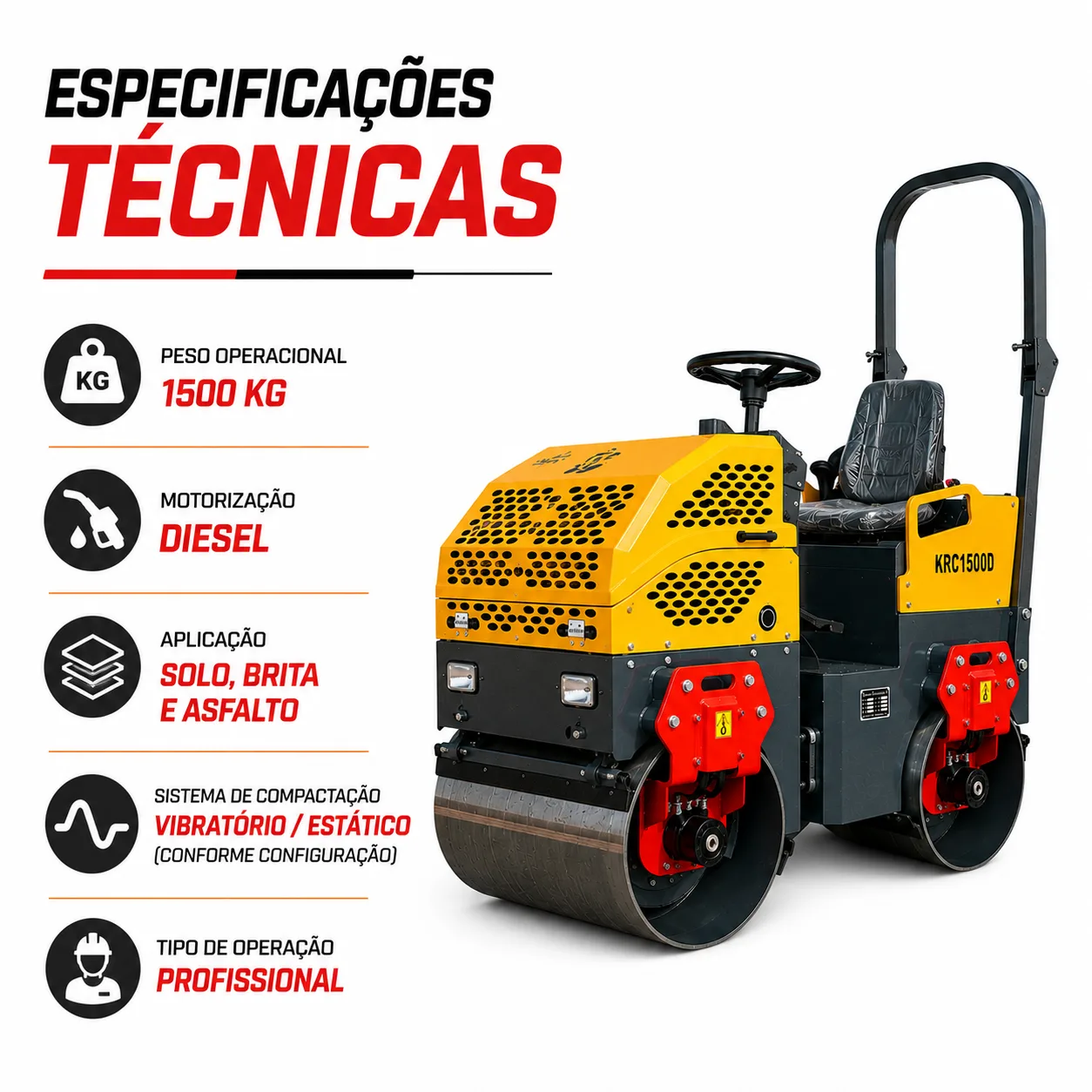 Rolo Compactador Kayama modelo:KRC1500D — imagem 4