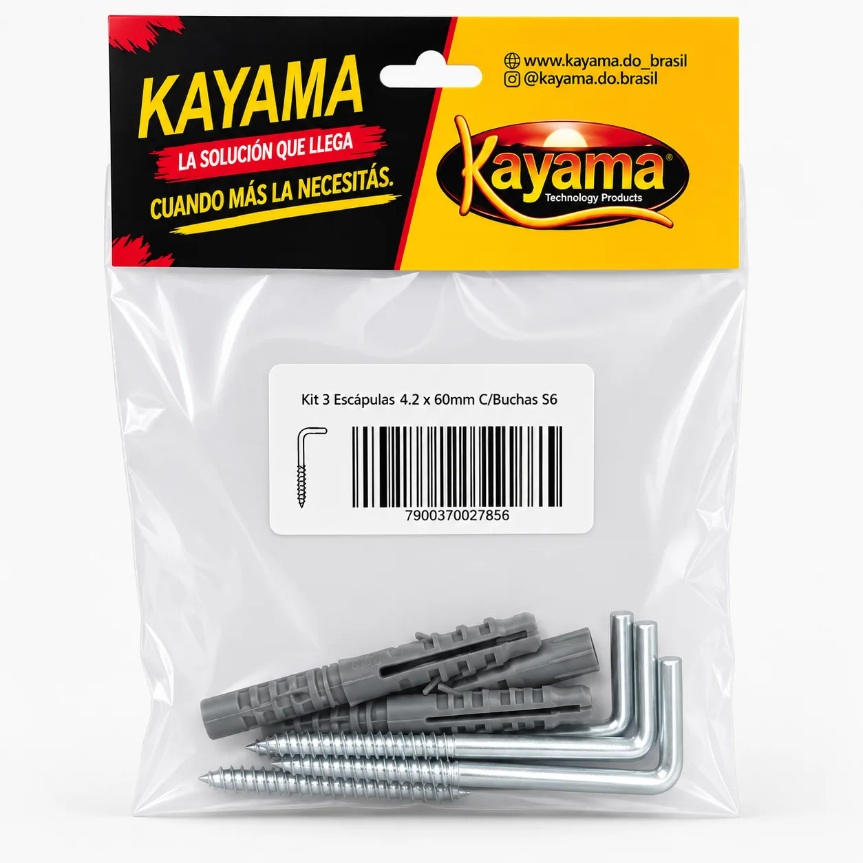 Kit 3 Escápulas 4,2 x 60mm com Buchas S6 Kayama(Encartelado)
