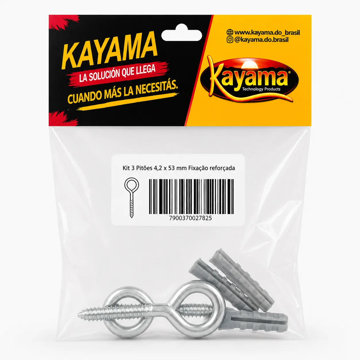 Kit 3 Pitões 4,2 x 53mm Kayama Fixação Reforçada(Encartelado)
