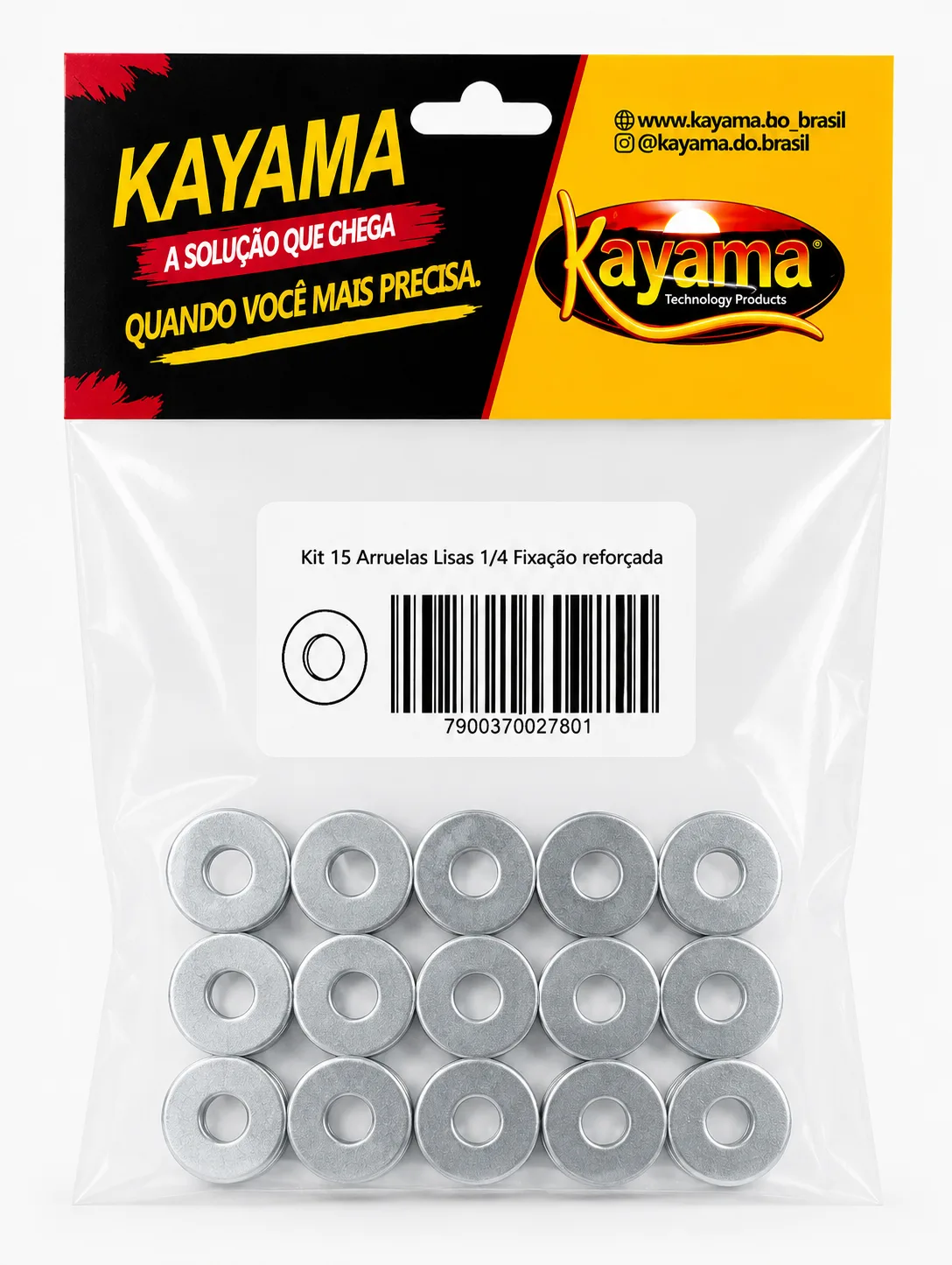 kit 8 Arruelas Lisas 3/8 Kayama Fixação Reforçada(Encartelado)