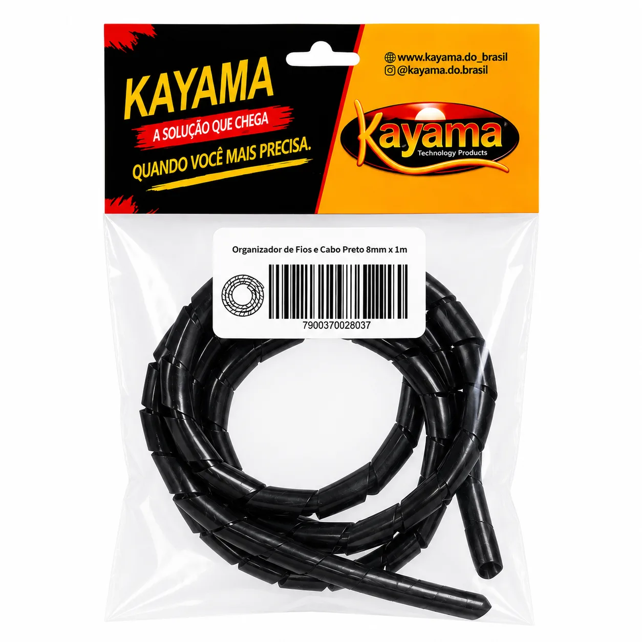 Organizador para Fios e Cabos Preto 25mm x 0,5m Kayama(Encartelado)