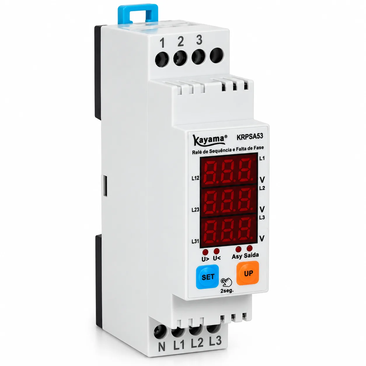 Relé de proteção de sequência de fase ajustável digital - KRPSA53 - 220V 50/60 HZ  - Kayama